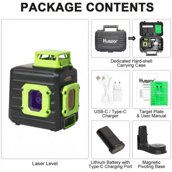 B21CG zeleni 6 linijski laserski nivelir 360 + kovček - Image 2